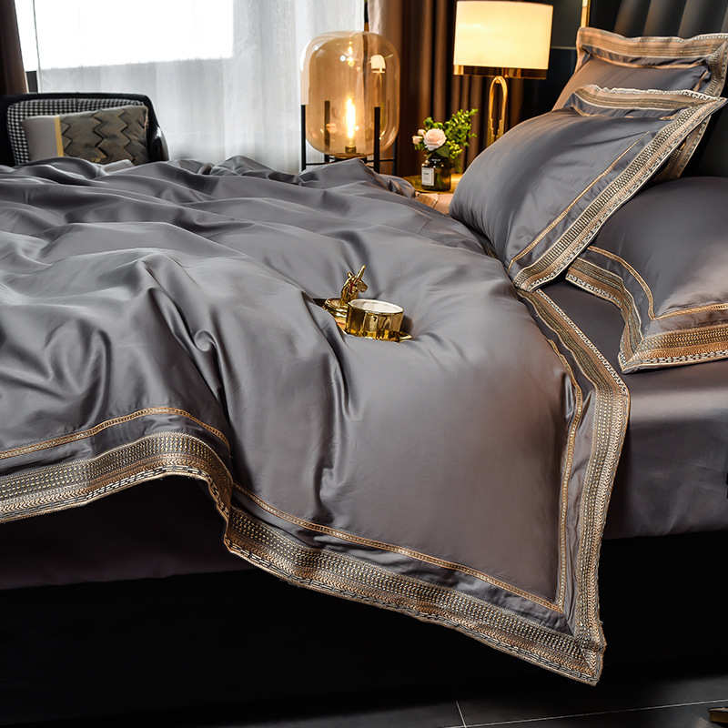 200支埃及长绒棉四件套100轻奢被套床单欧式床上用品