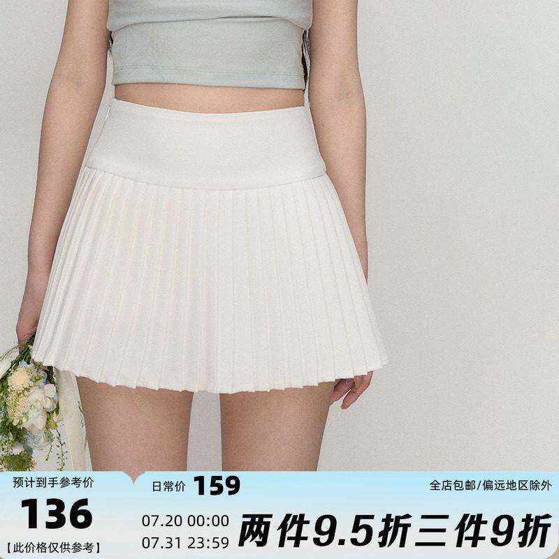 OIOI ESSE/ 温柔的白 减龄百褶裙女夏季白色短款网球裙A字半身裙