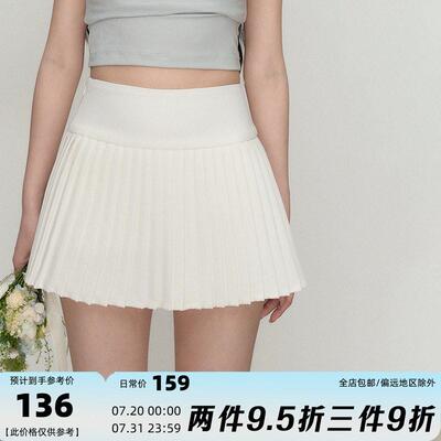 OIOI ESSE/ 温柔的白 减龄百褶裙女夏季白色短款网球裙A字半身裙