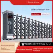 不锈钢手动滑动折叠门电动伸缩门遥控伸缩校无轨铝合金滑动门