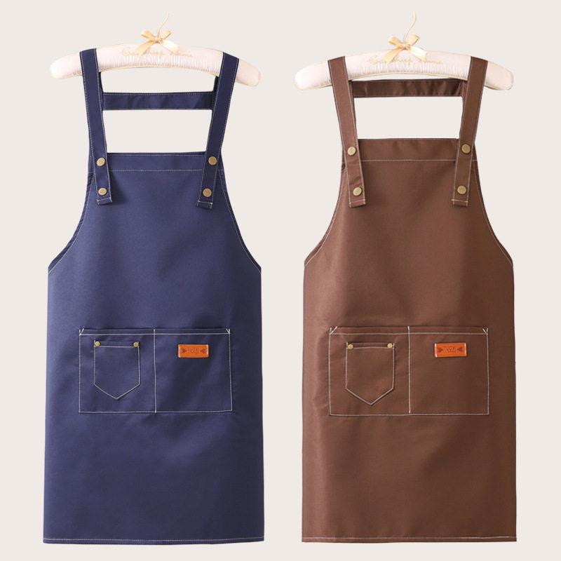 纯色防水可调节挂脖围裙防水防污家用厨房餐饮奶茶咖啡店服