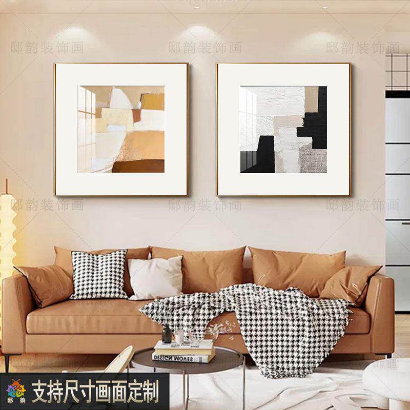 现代359抽象正方形画装饰板样间卧室床头晶瓷画民宿酒挂店餐厅软