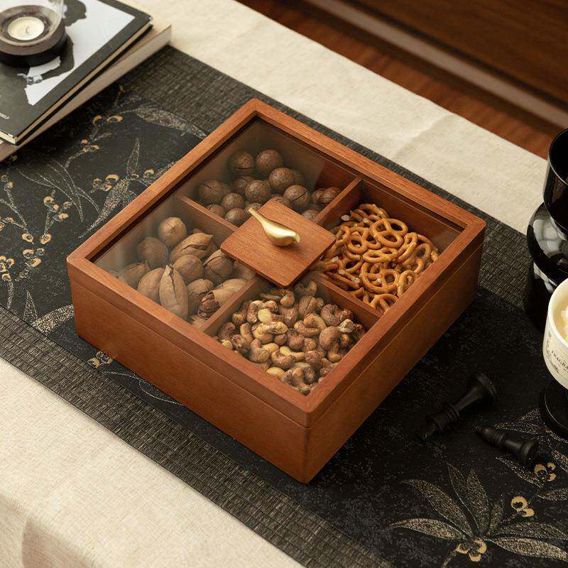果盘家用客厅茶几干果盘轻奢高档木质坚果盘高端精致高颜值收纳盒