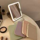 梳妆光桌面随身led台式 小镜灯补家用学生宿舍化妆镜折叠便携带子