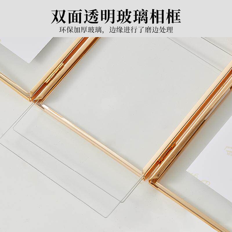 双面透明三联组合摆台5寸6照片相框7寸8折叠玻璃相册框架两连