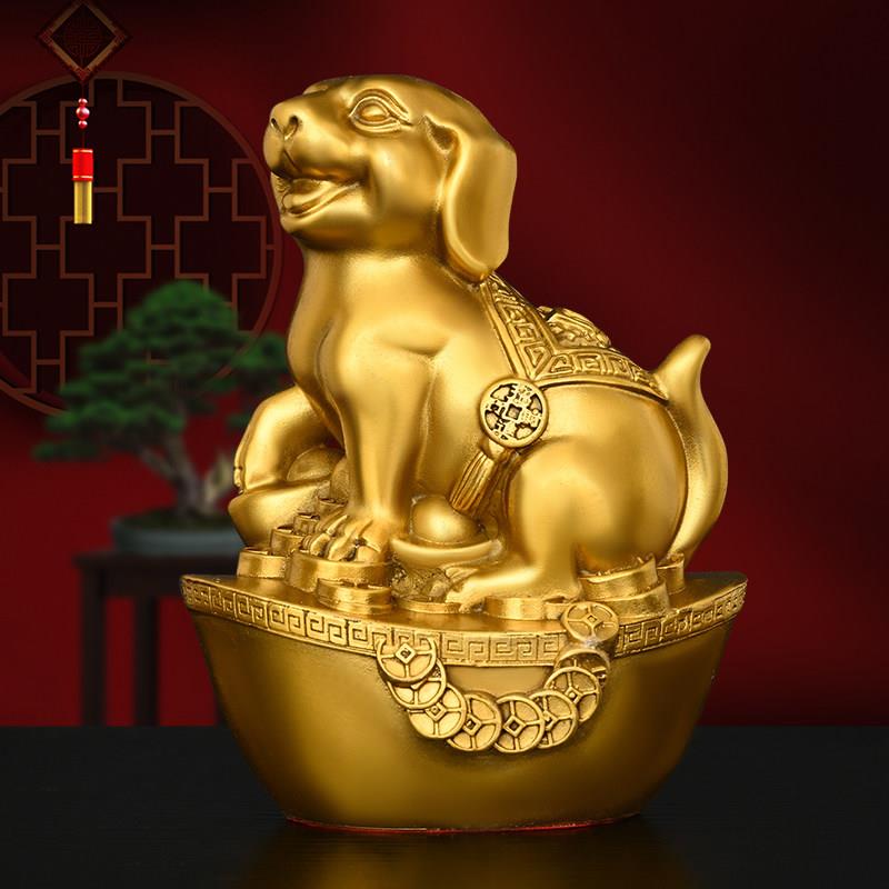 十二生肖狗摆件黄铜戌狗铜狗西北缺角风水狗守家金钱狗店铺装饰品