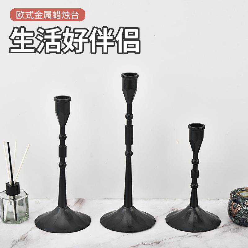 新款蜡烛长杆烛台北欧复古蜡烛灯台万圣节教堂烛台烛光晚餐摆件