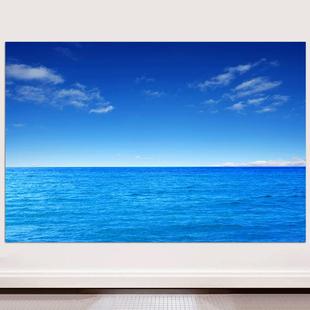 大海风景画蓝天白云财源滚滚湖泊湖水聚财挂画酒店中堂招财装饰画