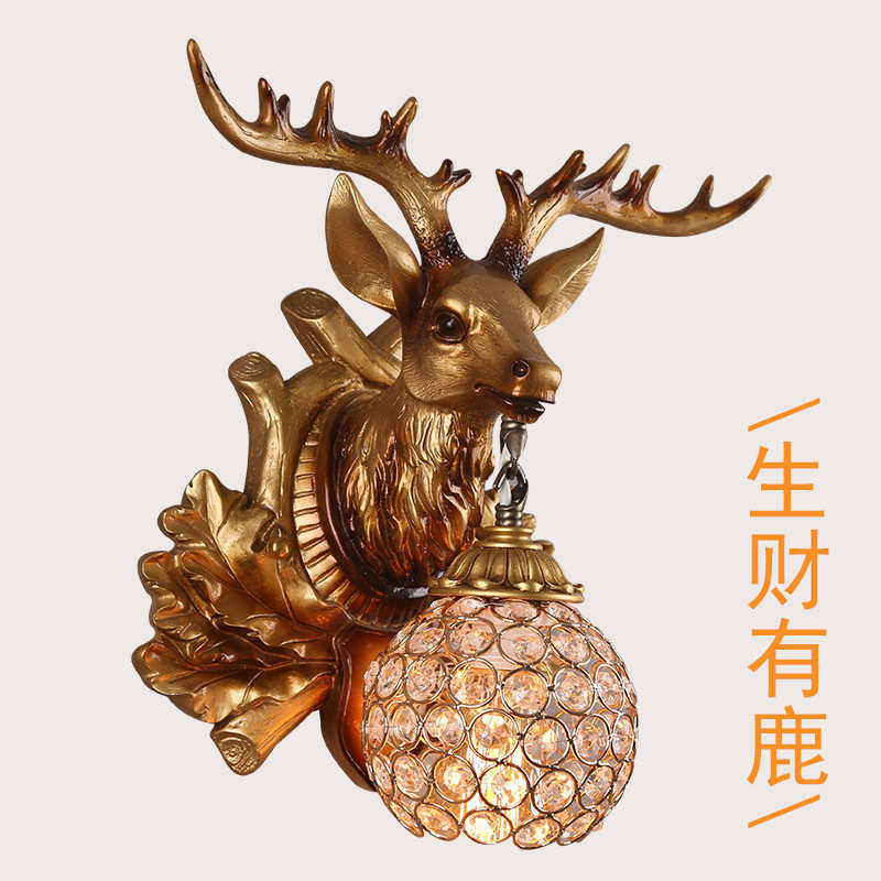 欧式复古创意墙灯鹿头壁灯客厅餐厅咖啡厅卧室艺术壁饰灯具装饰灯,家装灯饰光源,壁灯,淘宝优惠券,粉丝福利购,淘宝优惠卷