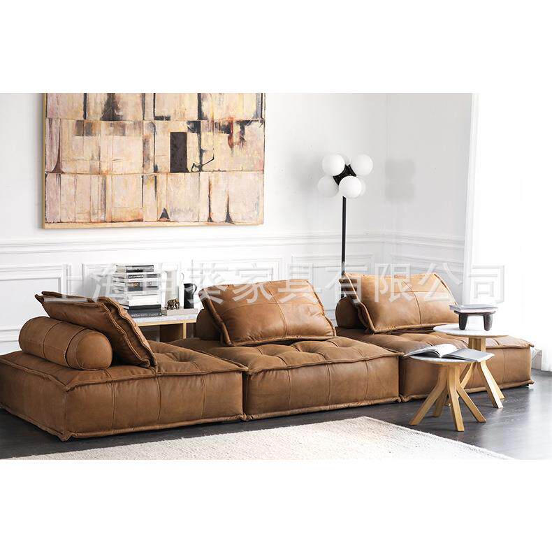 北欧轻奢皮艺沙发简约现代大客厅小户型组合套装皮沙发别墅样板房