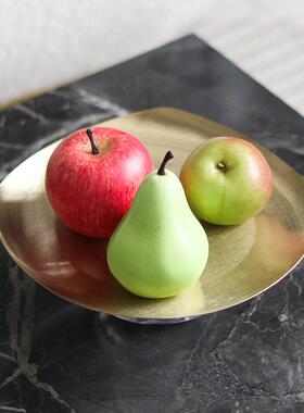 方形不规则金属果盘摆件餐厅酒店民宿售楼处展厅轻奢水晶底座果碟