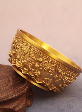 黄铜聚宝盆招财盆摆件黄铜装饰铜制品工艺品存钱罐铜器家居摆件