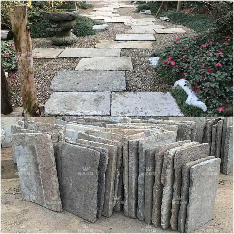 老旧青石板青石条铺装园林景观汀步石板古建石材铺路老石板