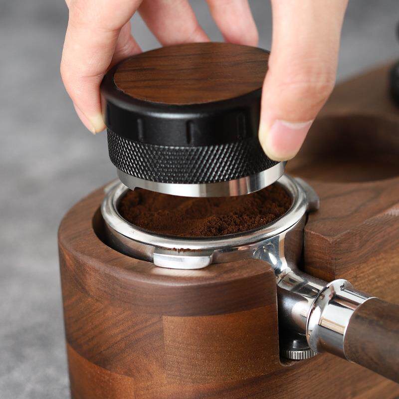 意式咖啡压粉器304不锈钢压粉锤51三浆式平粉器53/58mm 实木布粉