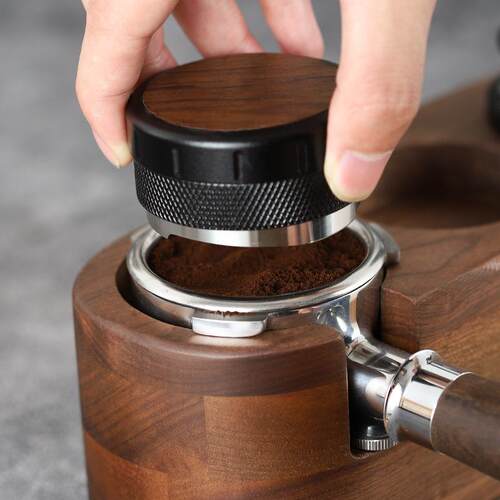 意式咖啡压粉器304不锈钢压粉锤51三浆式平粉器53/58mm 实木布粉