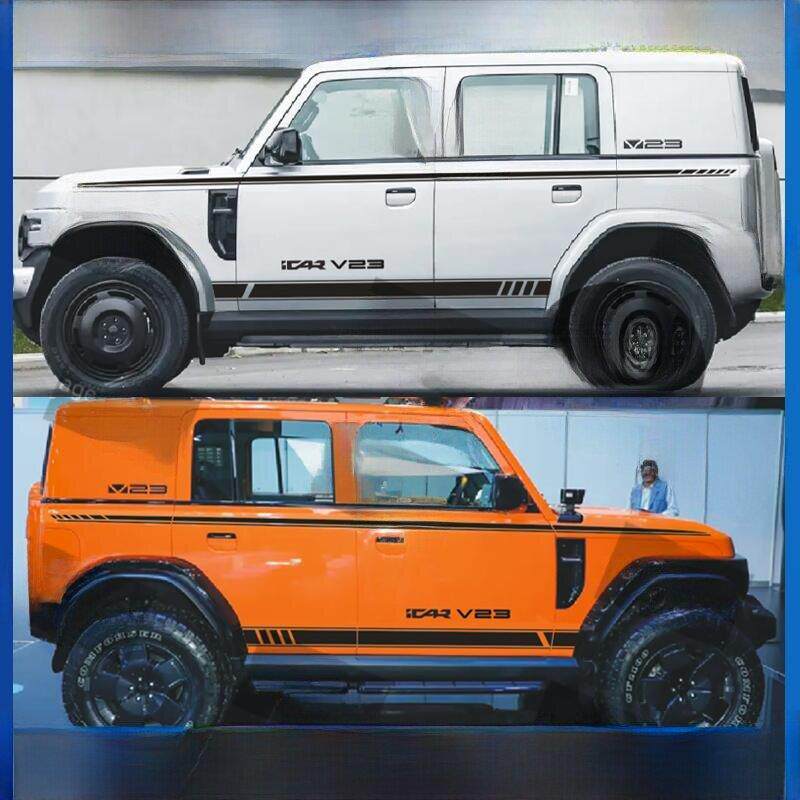 适用于奇瑞Icar V23汽车贴纸,车身拉花,腰线,个性化彩带,修改