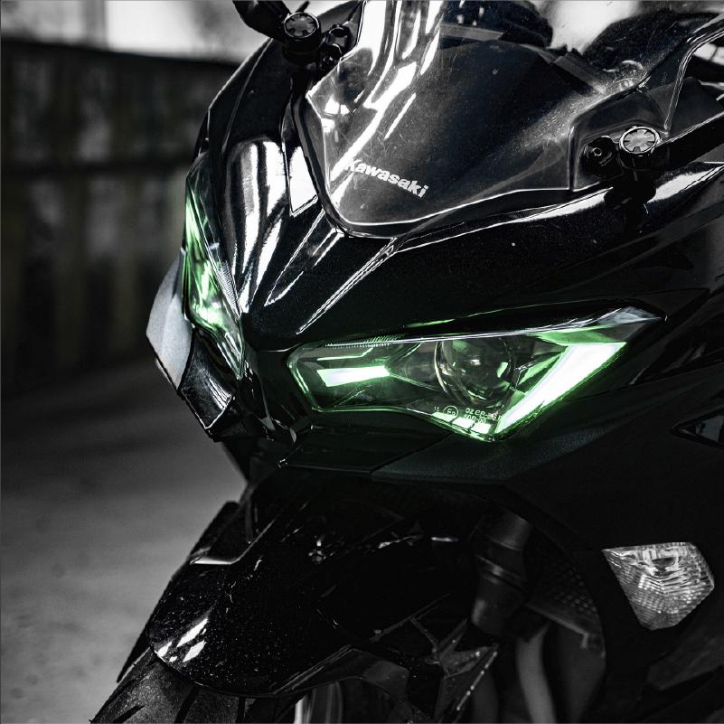 川崎ninja400摩托车ninja650前照灯改装LED透镜大灯总成无损安装