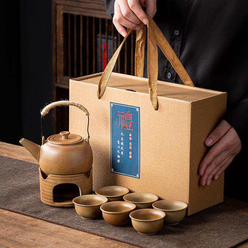 提梁壶茶具套装复古粗陶柴烧煮茶壶茶杯整套爆款网红户外围炉煮茶