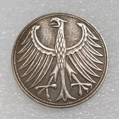 Antique Crafts German 5 Mark 1951 Brass Silver Plated