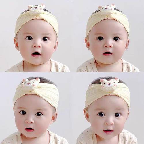 儿童小老虎发带可爱兔子宝宝棉头饰舒适婴儿头带遮脑门心护卤帽子