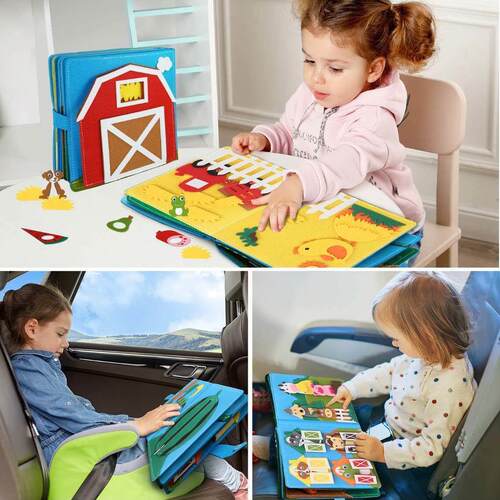 Toddlers Montessori Toys Busy Board Farm Animal Scene Storyt