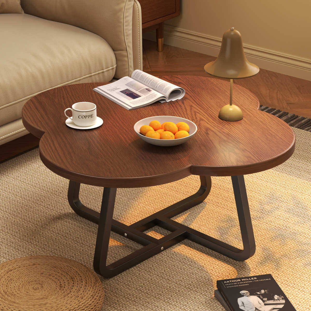 胡桃木轻奢茶几奶油风小户型家用沙发侧边柜或阳台喝茶桌,商业/办公家具,茶几,淘宝优惠券,粉丝福利购,淘宝优惠卷