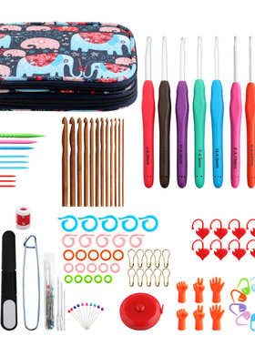 钩针蕾丝tpr编织套装钩针手工工具组长柄柄软配件竹木钩针含