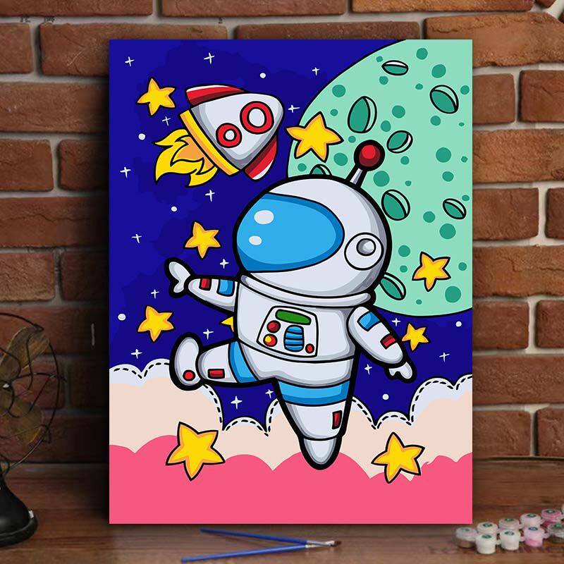 填色儿童可爱丙烯画手工涂色高颜值简单装饰画挂墙