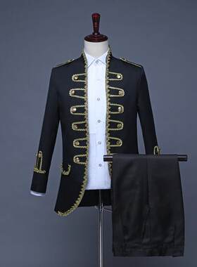 高档欧洲钮扣宫主表演服装男装男表装工作室主题持人服燕尾舞台演
