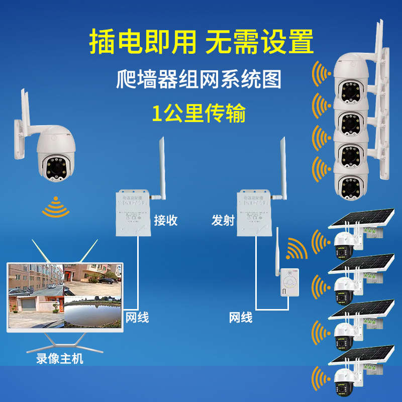 监控套装配件 无线信号增强器一公里爬墙器 信号传输器
