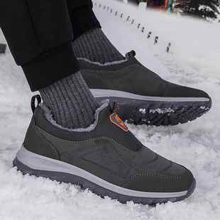 正品老人冬天软棉鞋加健老绒保暖年人步鞋一脚蹬奶奶鞋底老北京布