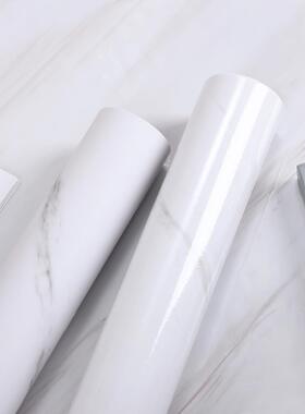 水白色大理石贴膜防壁纸壁纸自彷岩板厨房贴纸石英粘石台面保雅士