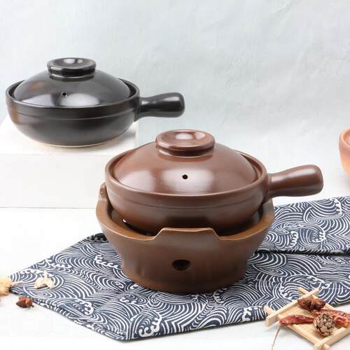 陶瓷商用耐高温酒精炉底座干锅菜带把砂锅煲仔土钵打边炉陶土套装