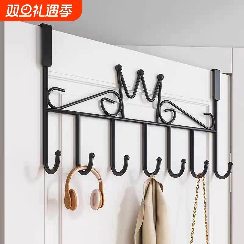 门后挂钩免打孔挂衣架置物架厨房浴室铁艺门上壁挂免钉无痕衣帽钩