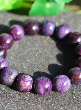 天然老料油润皇家紫舒俱来手链14MM大颗粒复古优雅男女款苏纪石
