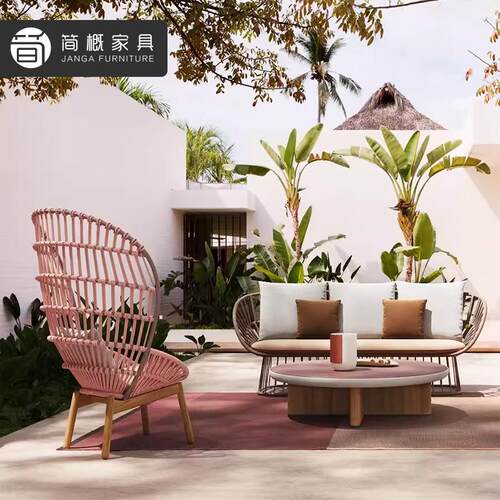 北欧户外别墅沙发庭院阳台休闲藤椅家具酒店民宿露台花园茶桌椅