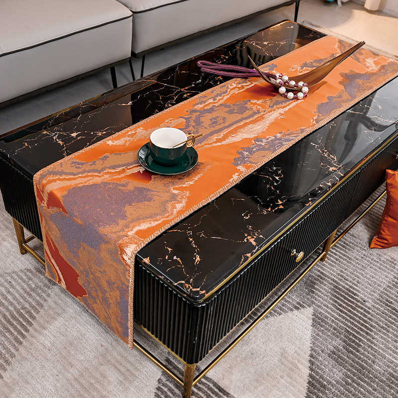 新中式桌旗 现代轻奢样板间山水提花餐桌茶几旗电视柜玄关柜盖巾,居家布艺,桌旗,淘宝优惠券,粉丝福利购,淘宝优惠卷