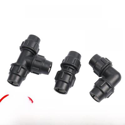 PE自来水管20 25 32无需热熔快接直接 弯头 三通pe活接快接管件