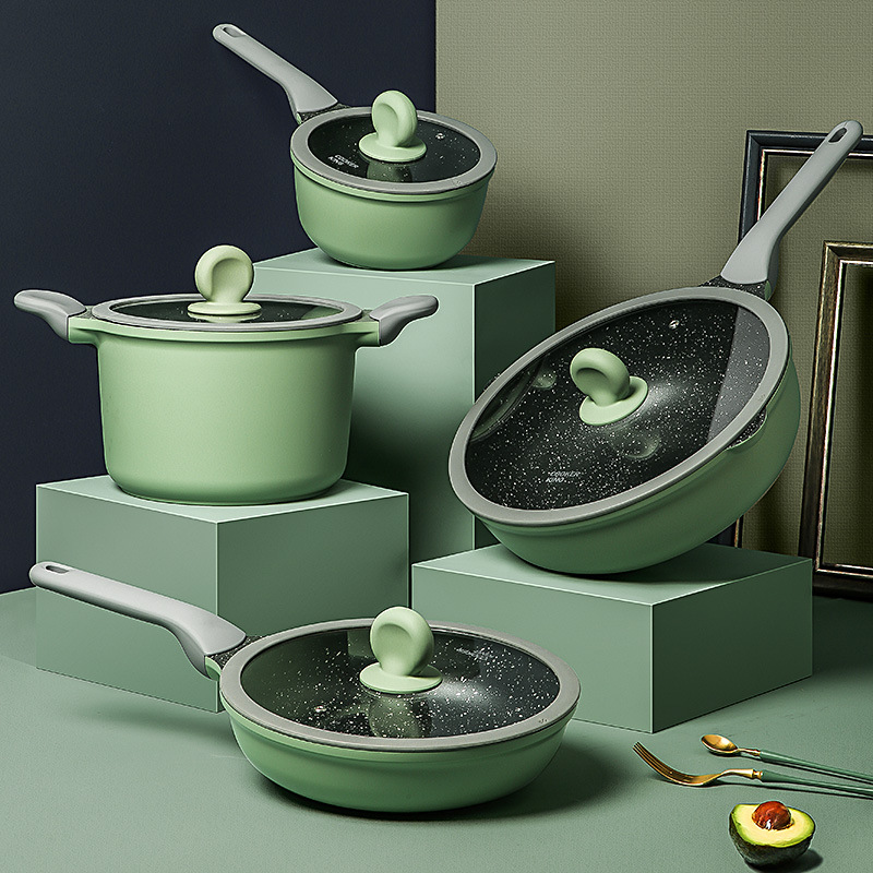 炊皇麦饭石色不粘锅燃炒锅家用大平CG30ZQ炉底不沾炒菜锅气电磁通