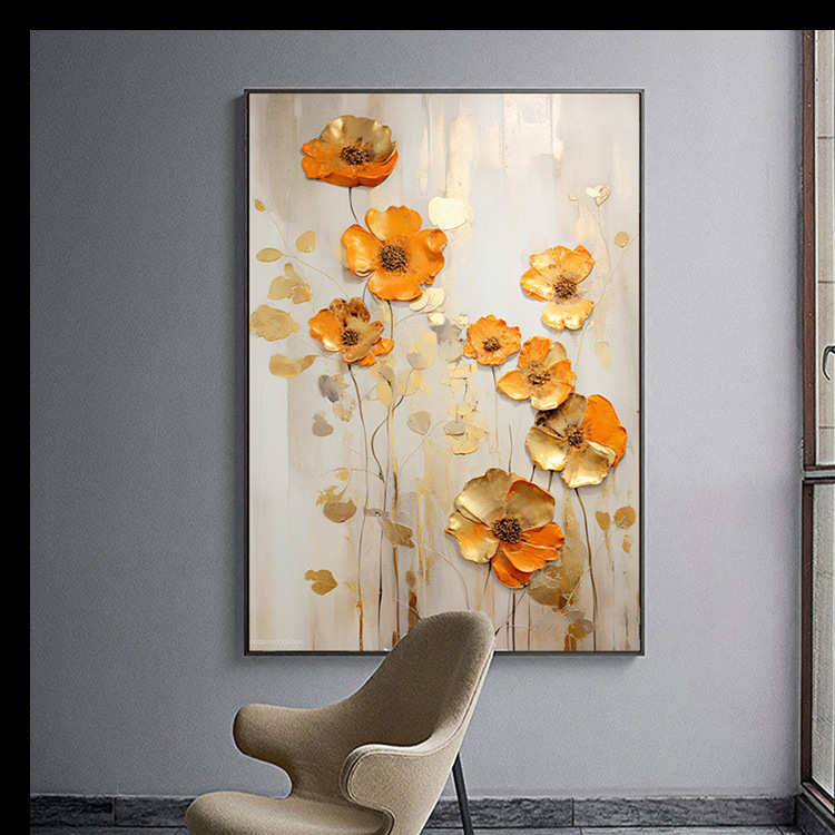 沙发风客厅花卉奶油北欧清新系感肌理晶背景墙挂画装饰画瓷画