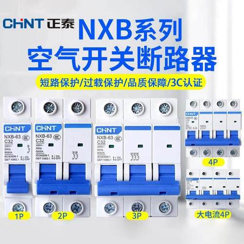 正泰NXB-63空气开 关2p32a家用空开 小型断路器总开 电闸1p4p40a6