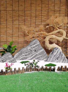 雪浪石切石片原组合天然景观石泰山石石假山F96H9697庭院造景室内