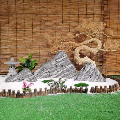 雪浪石切石片原组合天然景观石泰山石石假山F96H9697庭院造景室内