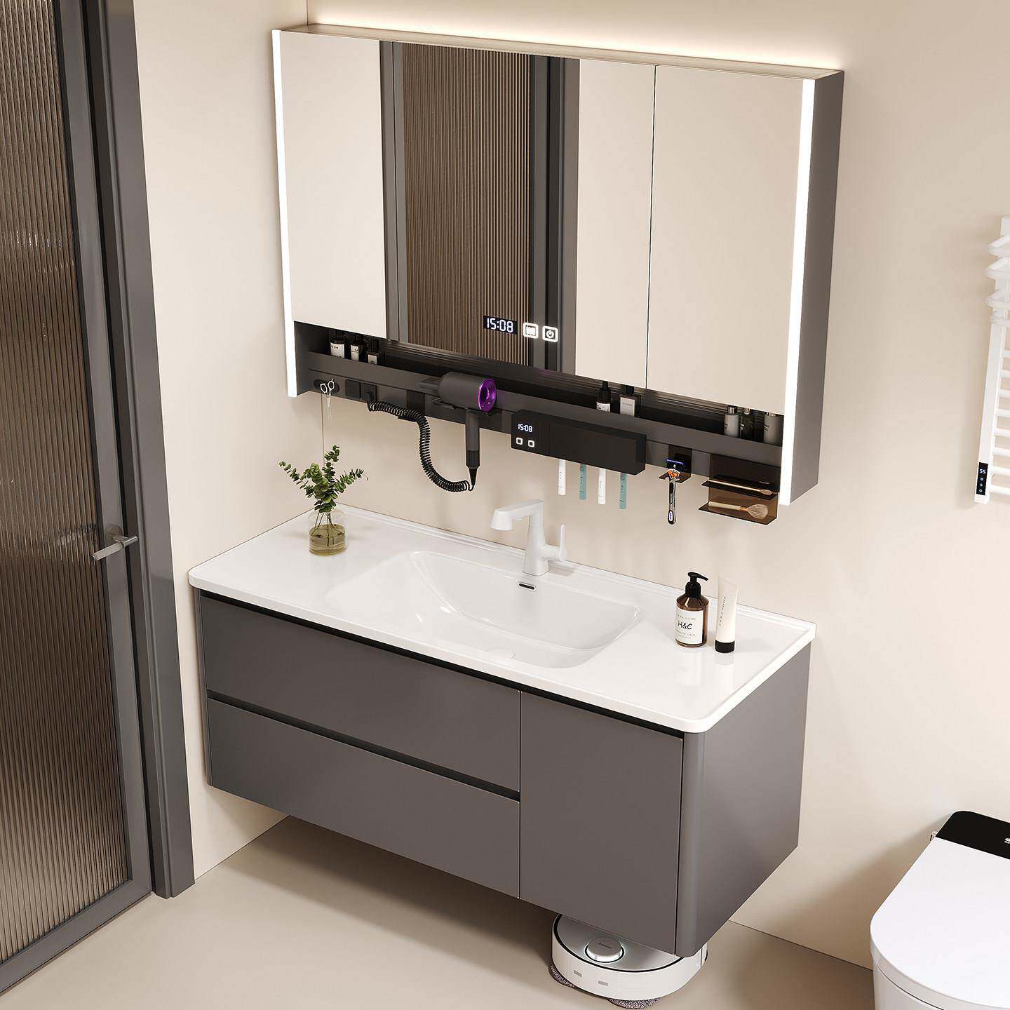 304不锈钢浴室柜组合一体陶瓷盆卫生间洗脸洗面洗手盆柜洗漱台