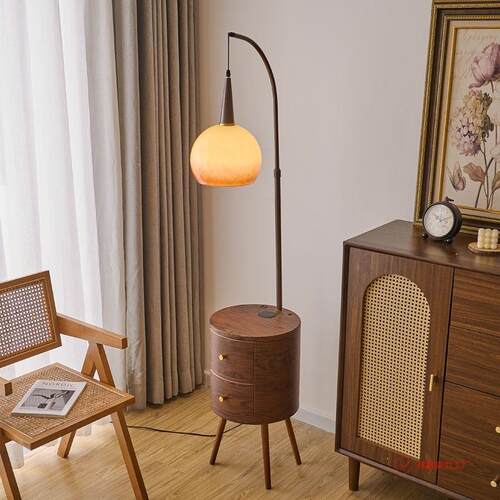 中风落柜地灯复古书房主卧古床头室一746体台灯客厅沙发旁置物架