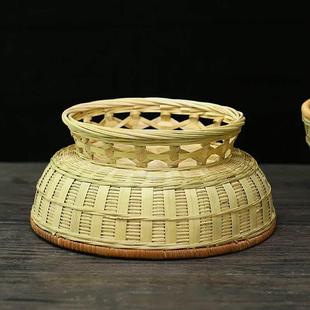 竹编果篮手工竹制品篮子藤口馒头筐水果篮家用蔬菜摆盘竹青收纳筐
