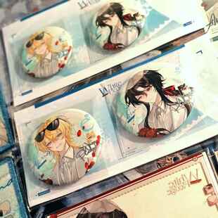 现货ch国拟动漫周边美瓷婚礼银葱吧唧徽章自制谷子装饰胸针摆件同