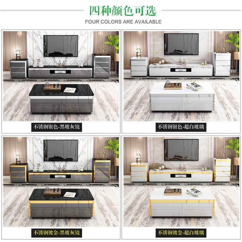 客厅轻奢风现代高端1.米茶几钢化约玻户ZXB璃简长方形黑色5大型茶