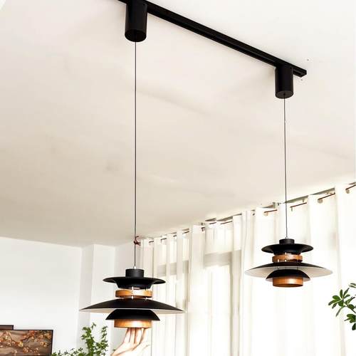 可升降日式ph5餐厅灯侘寂风岛台法式中古书房餐桌摇臂移位飞碟灯