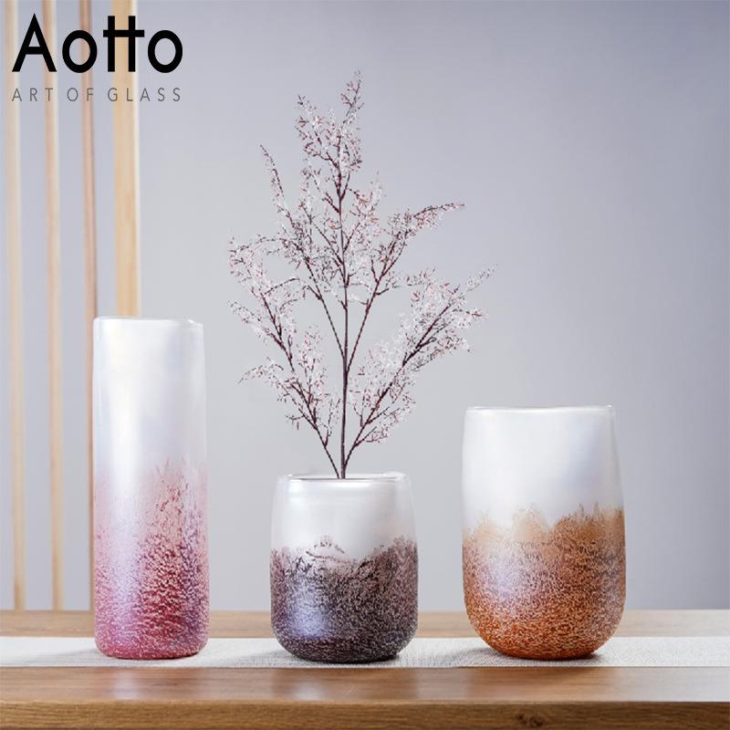 欧格丽水培插花瓶子创意泼墨彩色玻璃花瓶客厅餐桌鲜花摆件工艺品